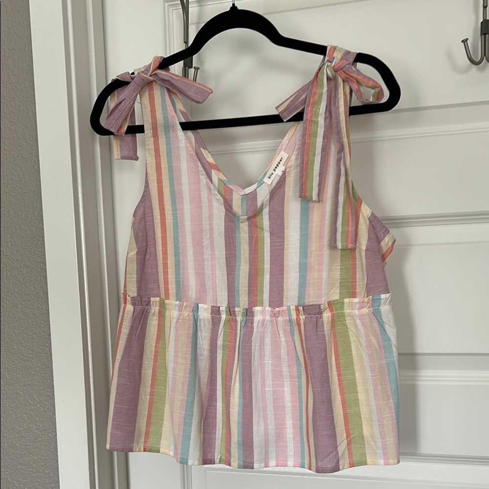 Striped Multicolor Sleeveless Top